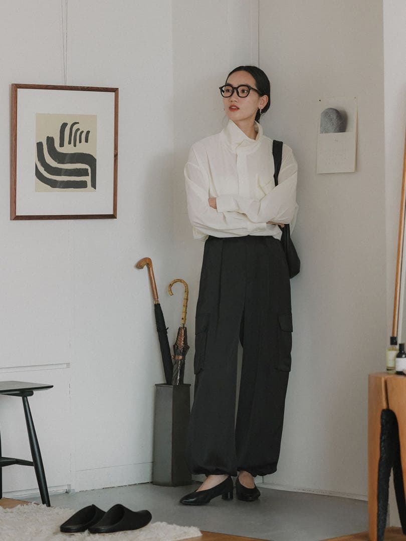 crewre マットサテンカーゴパンツ ブラック サイズ3