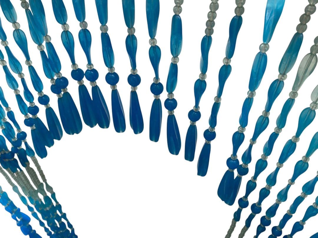 昭和レトロ　ビーズのれん　ブルー当時物　レトロポップ珠のれん