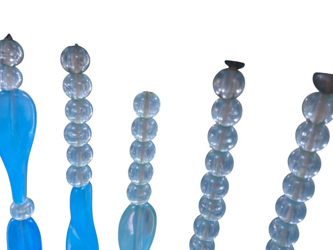 昭和レトロ　ビーズのれん　ブルー当時物　レトロポップ珠のれん