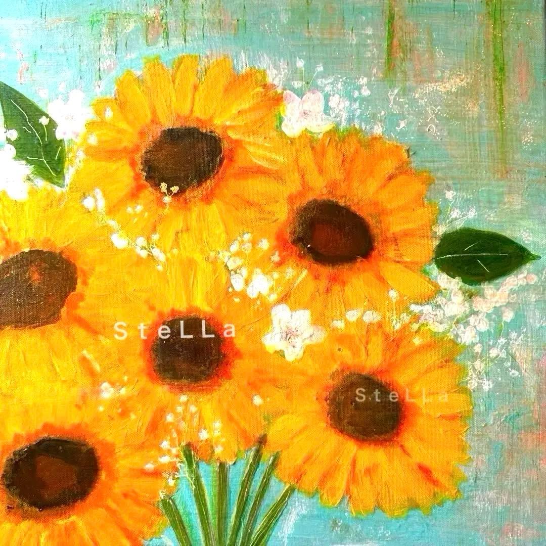現代アート 抽象画 北欧 花の絵 フラワーアート おしゃれ ひまわり大きい 絵画