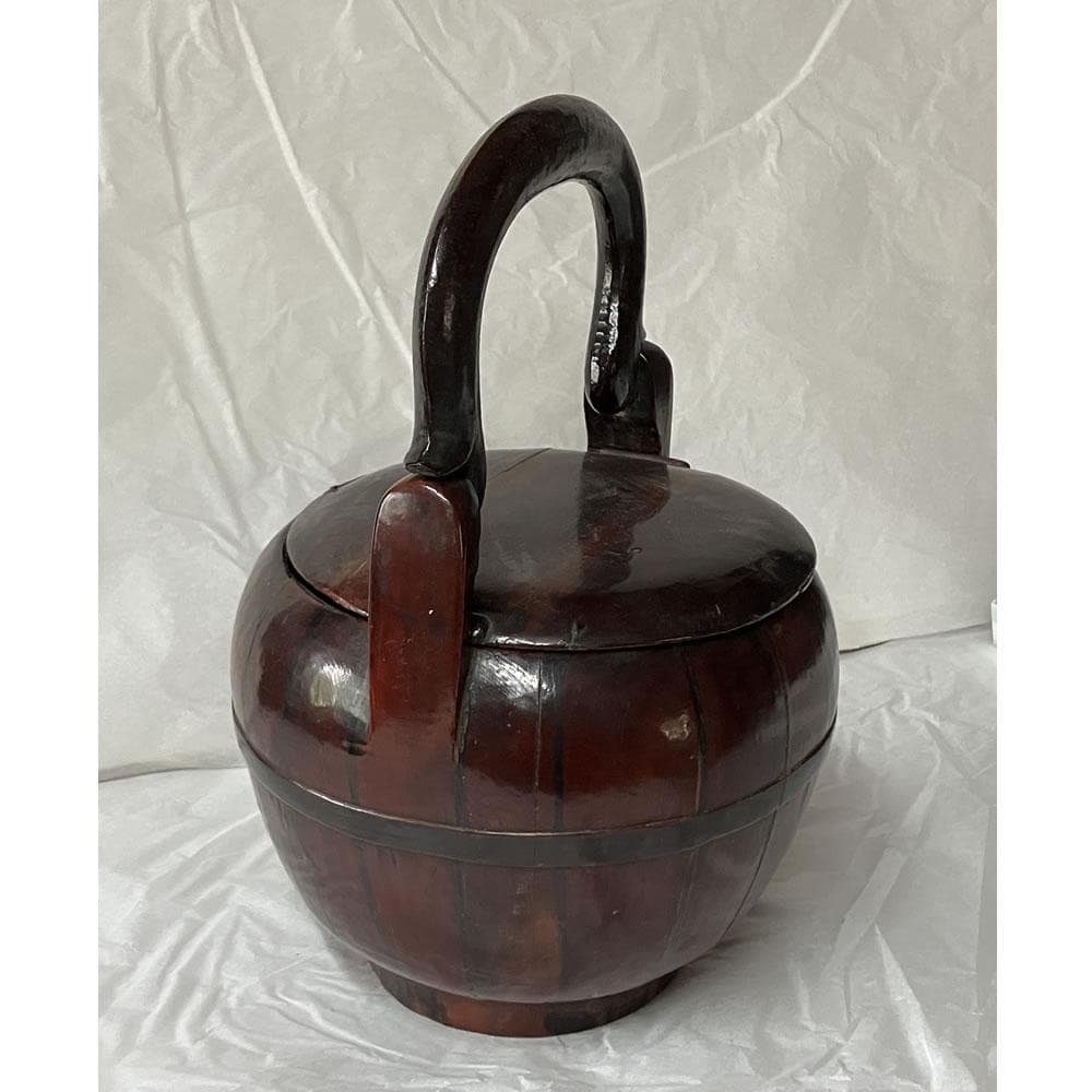 p042 唐物 寄木 手付籠 蓋物 菓子器 籠 手付篭 茶道具