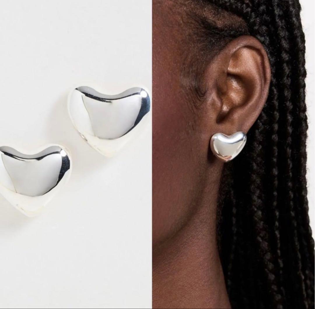 ANNIKA INEZアニカイネズ　ハートピアス ラージ　シルバーカラー神崎恵