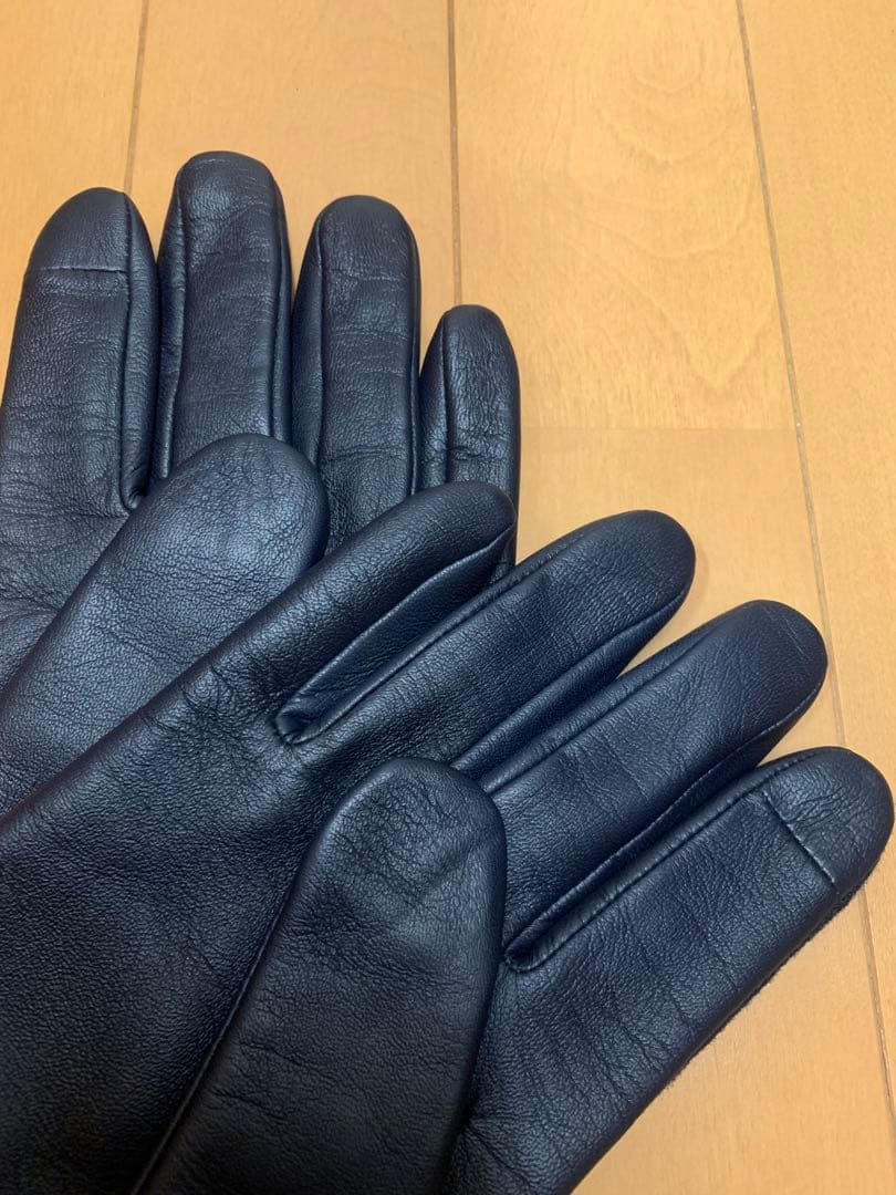 【新品未使用】BOSS レザーウール手袋 黒