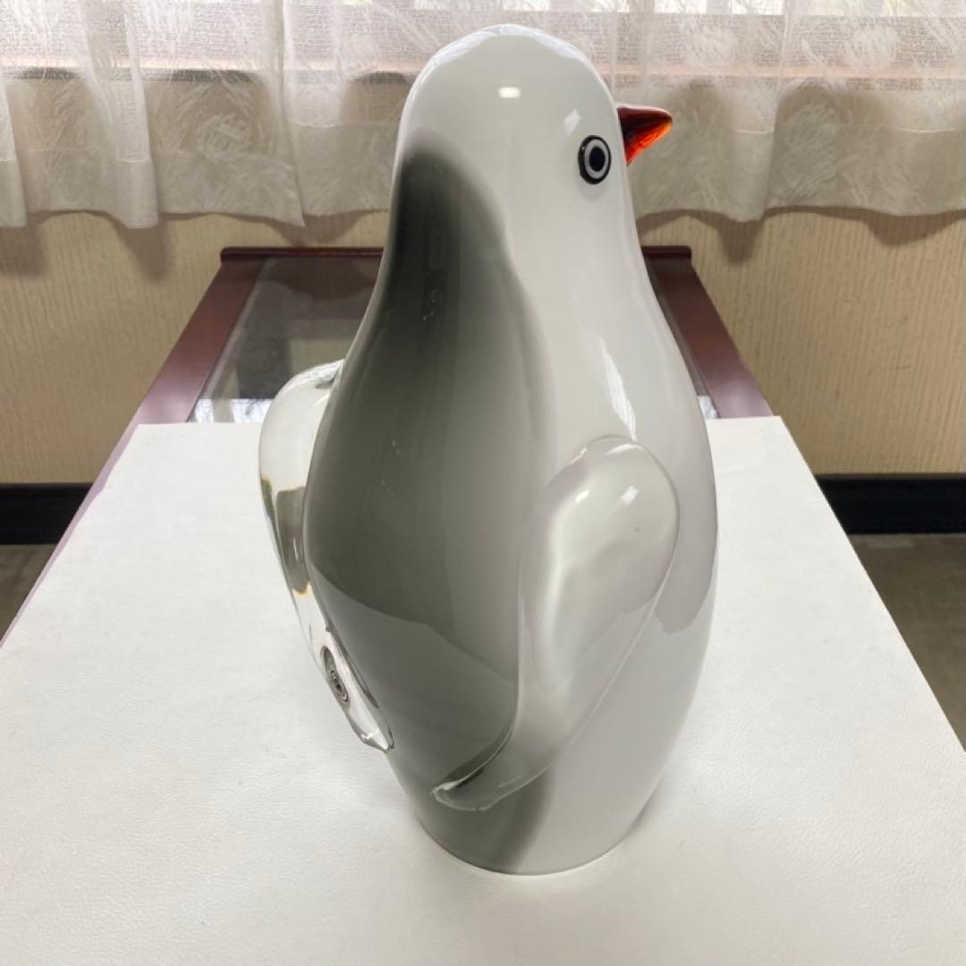 岩津ガラス ペンギン 置物 オブジェ ランプシェード スタンド 工芸品 レトロ