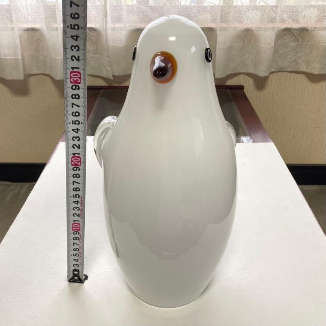 岩津ガラス ペンギン 置物 オブジェ ランプシェード スタンド 工芸品 レトロ