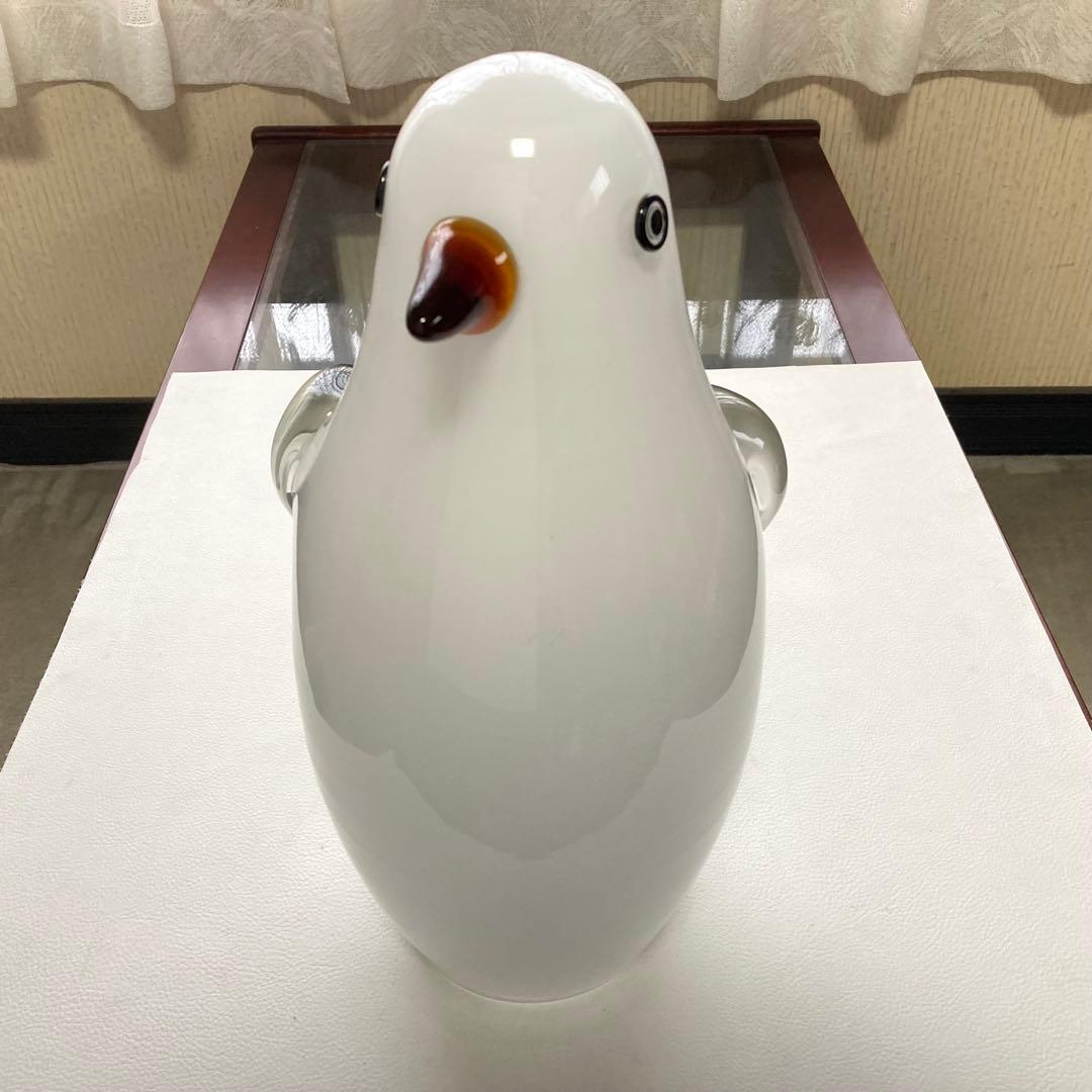 岩津ガラス ペンギン 置物 オブジェ ランプシェード スタンド 工芸品 レトロ