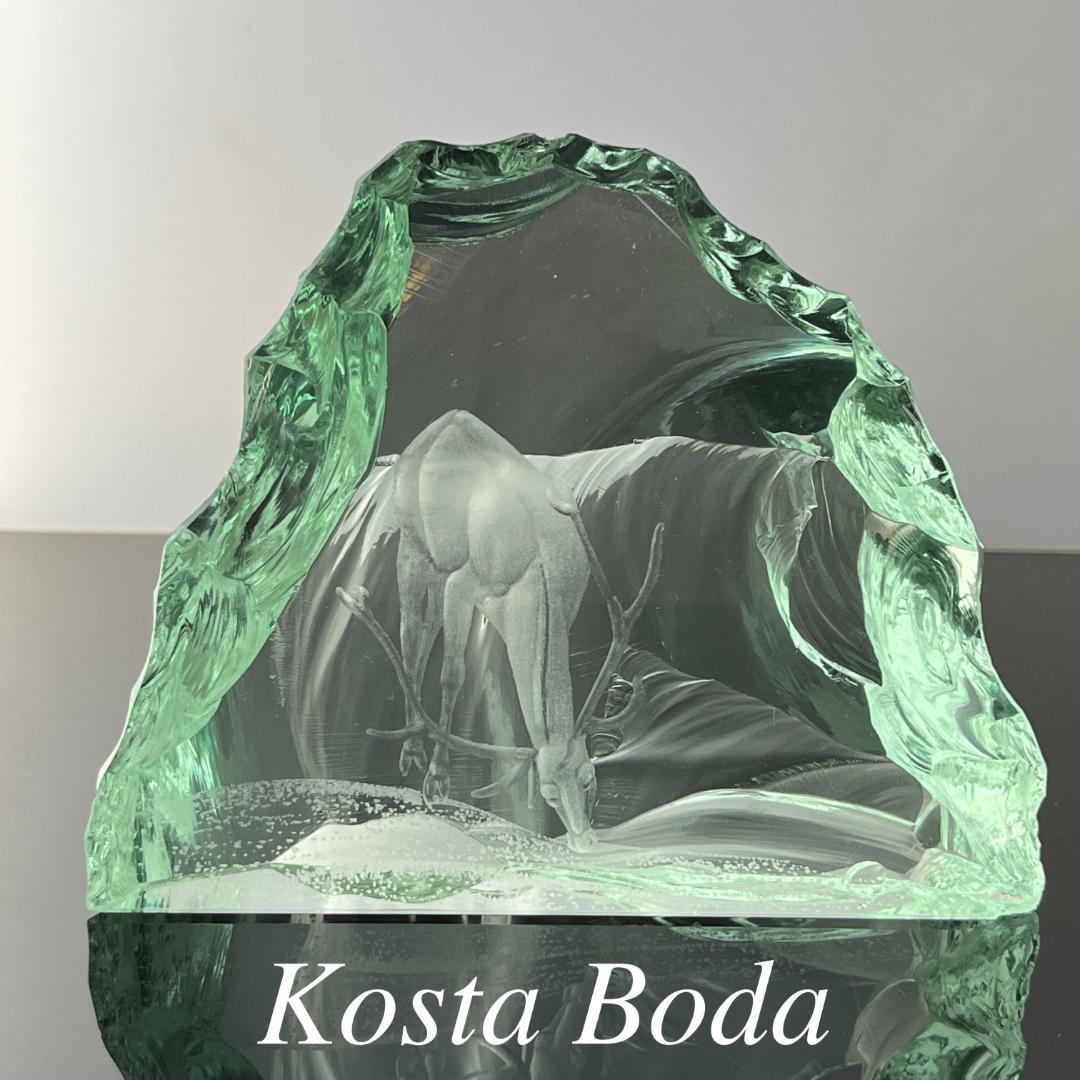 【Kosta Boda】ガラス 鹿のオブジェ / ペーパーウェイト