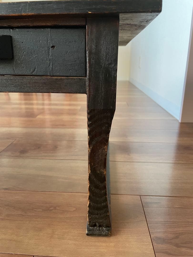 【昭和初期】和風文机 2つ引き出し付き ダークブラウン