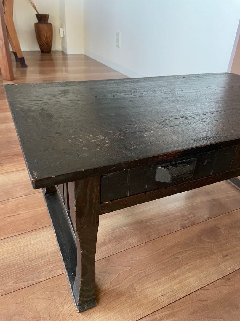 【昭和初期】和風文机 2つ引き出し付き ダークブラウン