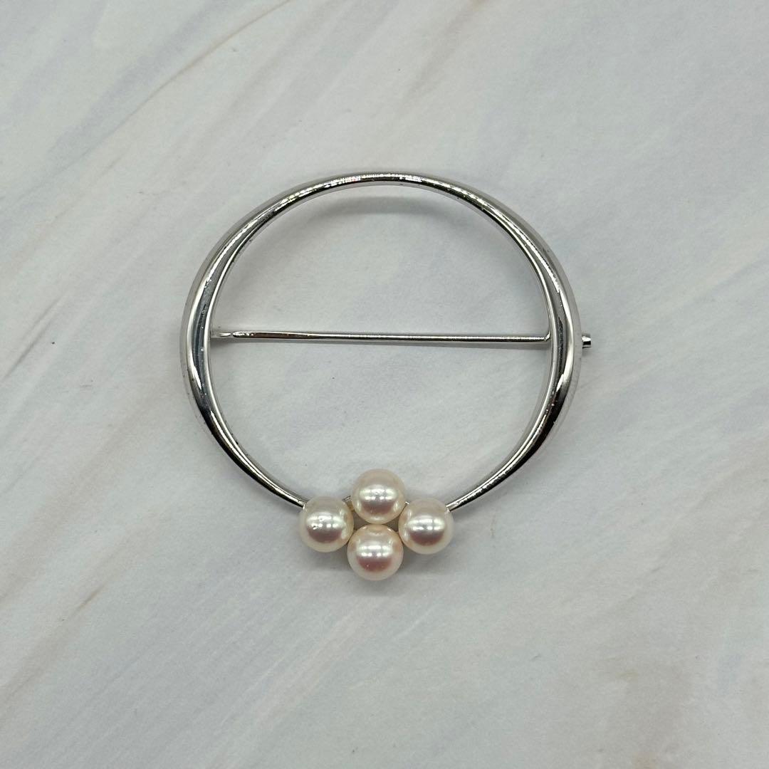 MIKIMOTO ミキモト ブローチ パール アコヤ真珠 サークル シルバー