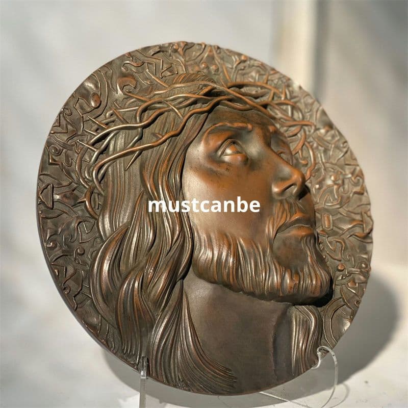 浮彫り イバラをかぶった人物頭芸術装飾客間 玄関 装飾品 工芸品 置物