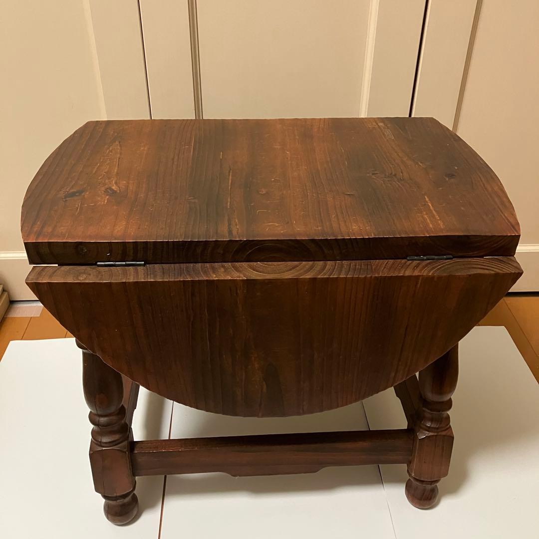 木製折りたたみ式ローテーブル　アンティークコーヒーテーブルバタフライ机楕円机