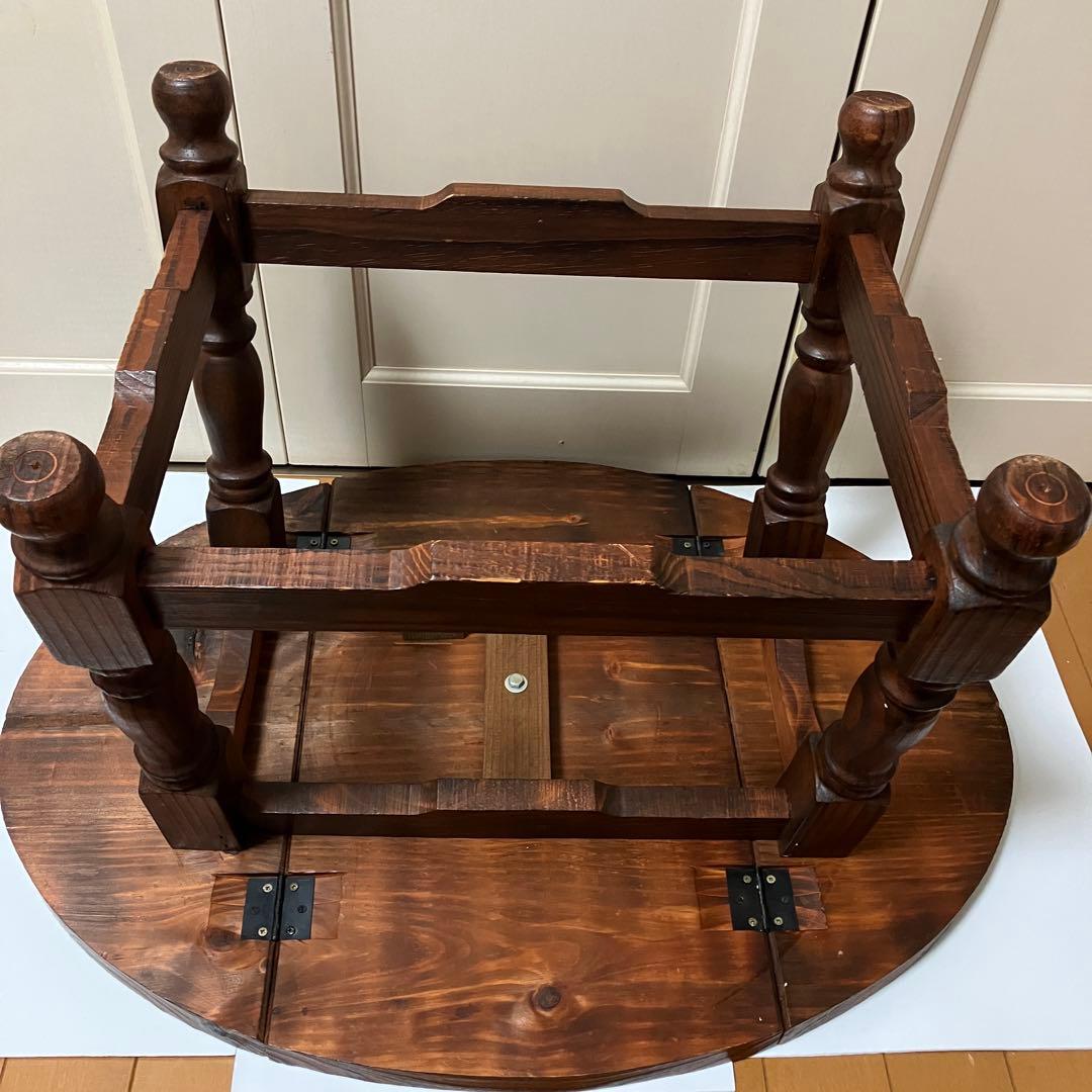 木製折りたたみ式ローテーブル　アンティークコーヒーテーブルバタフライ机楕円机