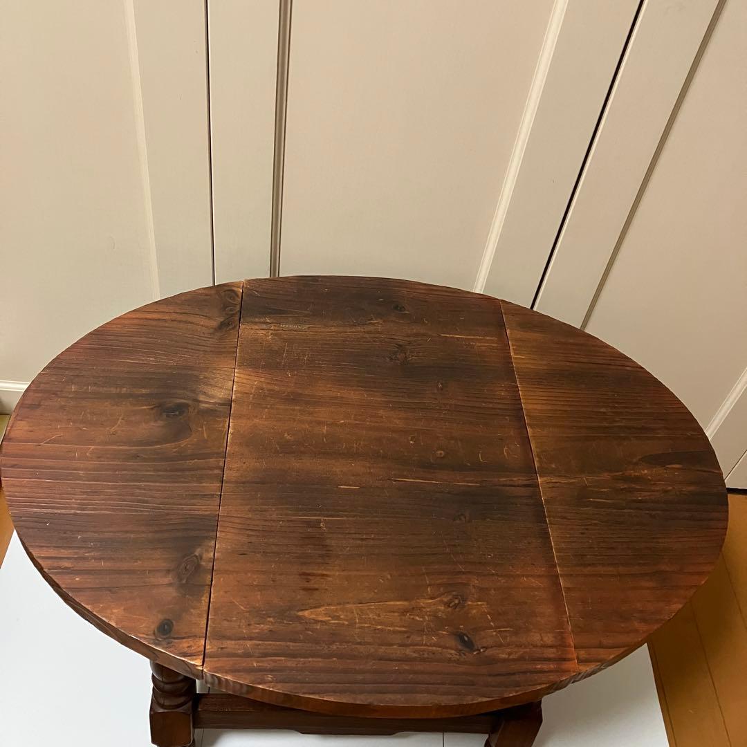 木製折りたたみ式ローテーブル　アンティークコーヒーテーブルバタフライ机楕円机