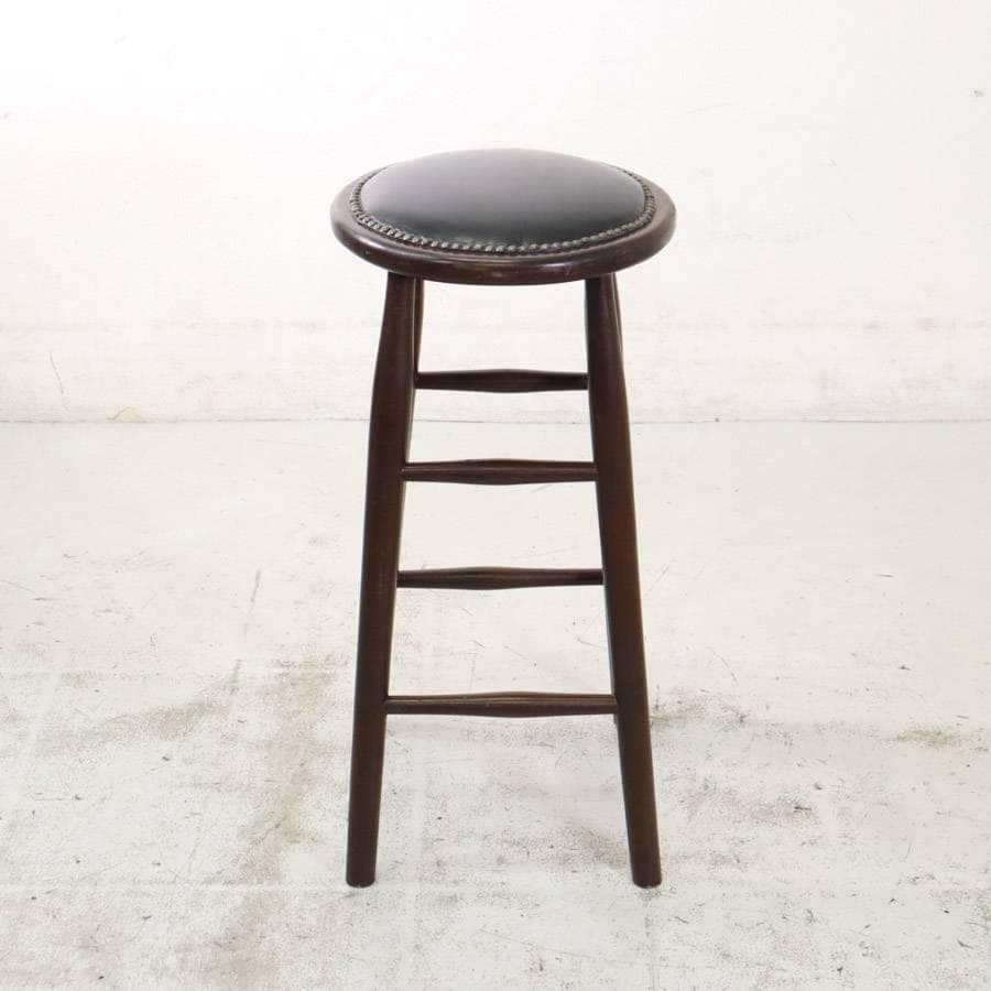 6脚まとめ買い5 ルーマニア製 ハイスツール ビーチ材 ブラック PVCレザー