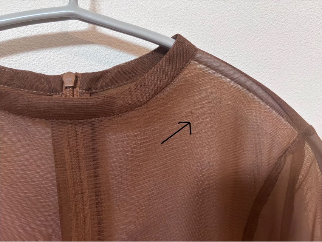 AIMER/ブラウン/S/チュールブラウス付きジャカードIラインパーティードレス