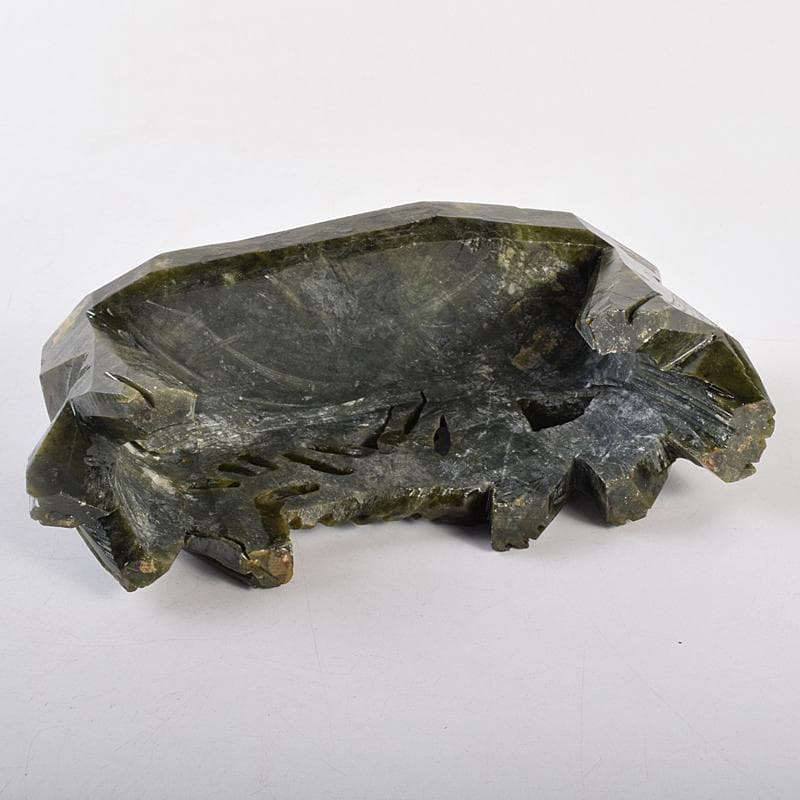 中国　玉石岫玉彫刻　白菜　置物　床飾　御隆坊古代宮廷家俱館証明書付　VR8842