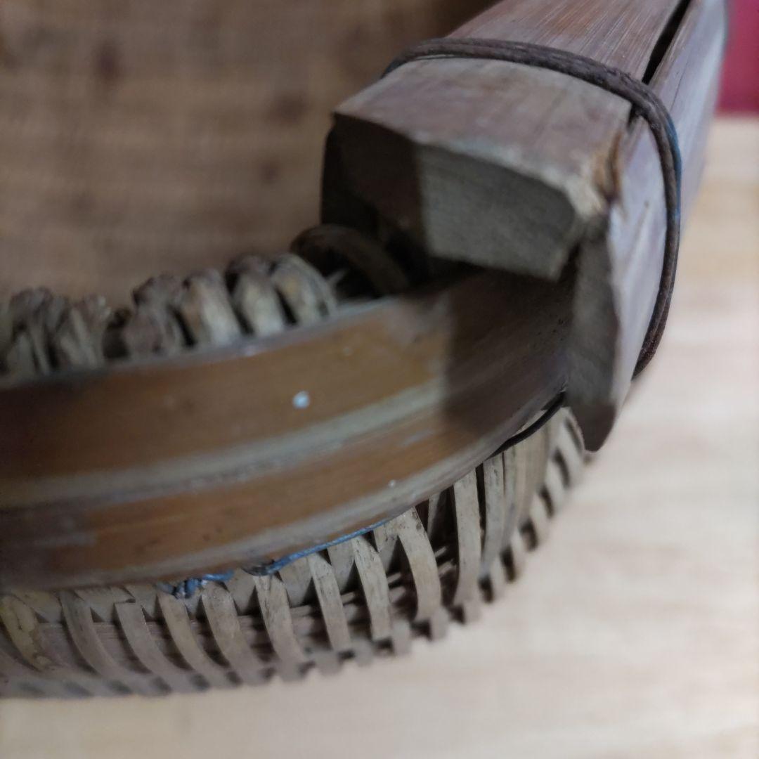 昭和レトロ　竹かご　竹細工　片口ざる　古道具