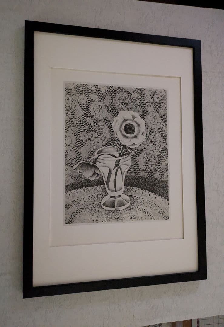 f長谷川潔の500部限定作品　「二つのアネモネ」真作保証