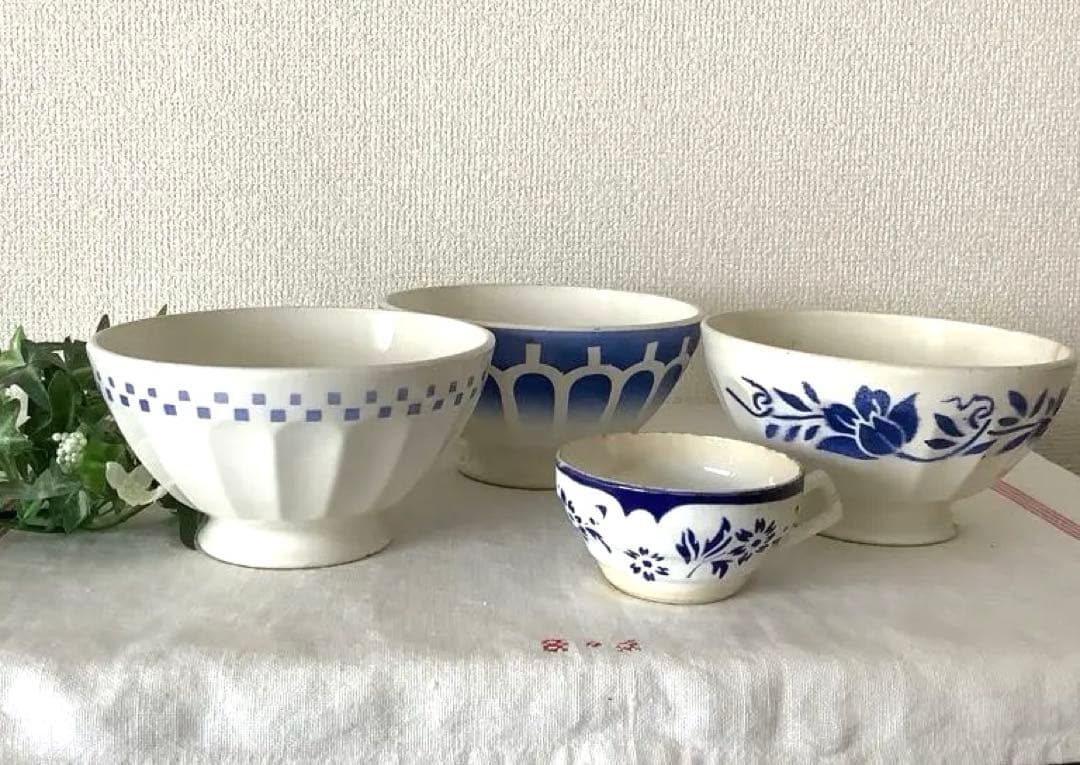 フランスアンティーク　カフェオレボウル　セット　digoin リュネヴィル