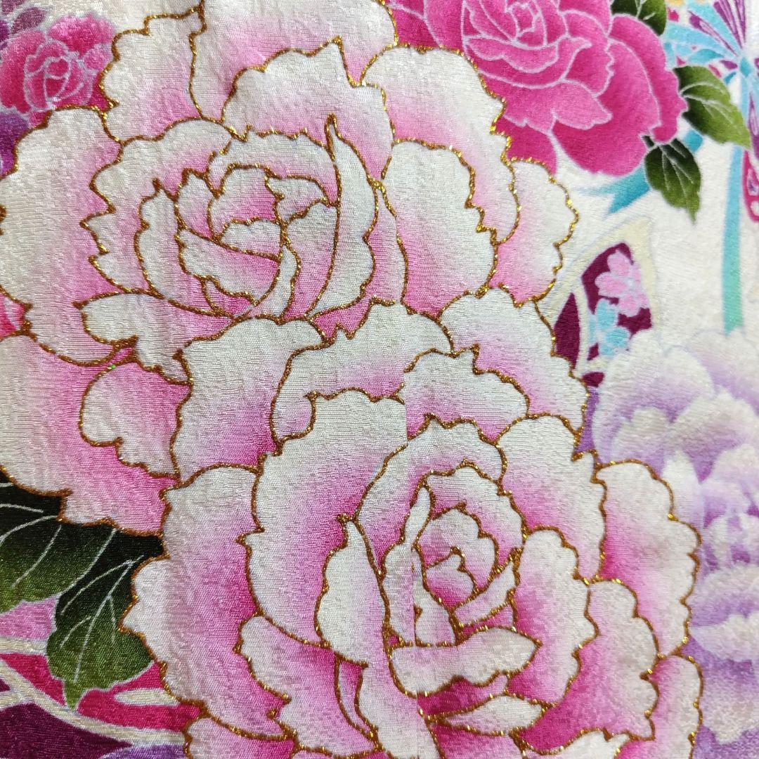 振袖フルセット(8点)・京都きもの友禅・舞蝶牡丹・花模様・逸品