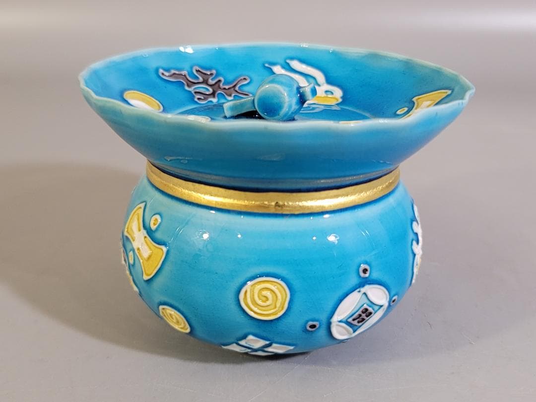 DT365 茶道具 中村翠嵐作 宝袋宝尽くし紋 茶器 共箱 美品