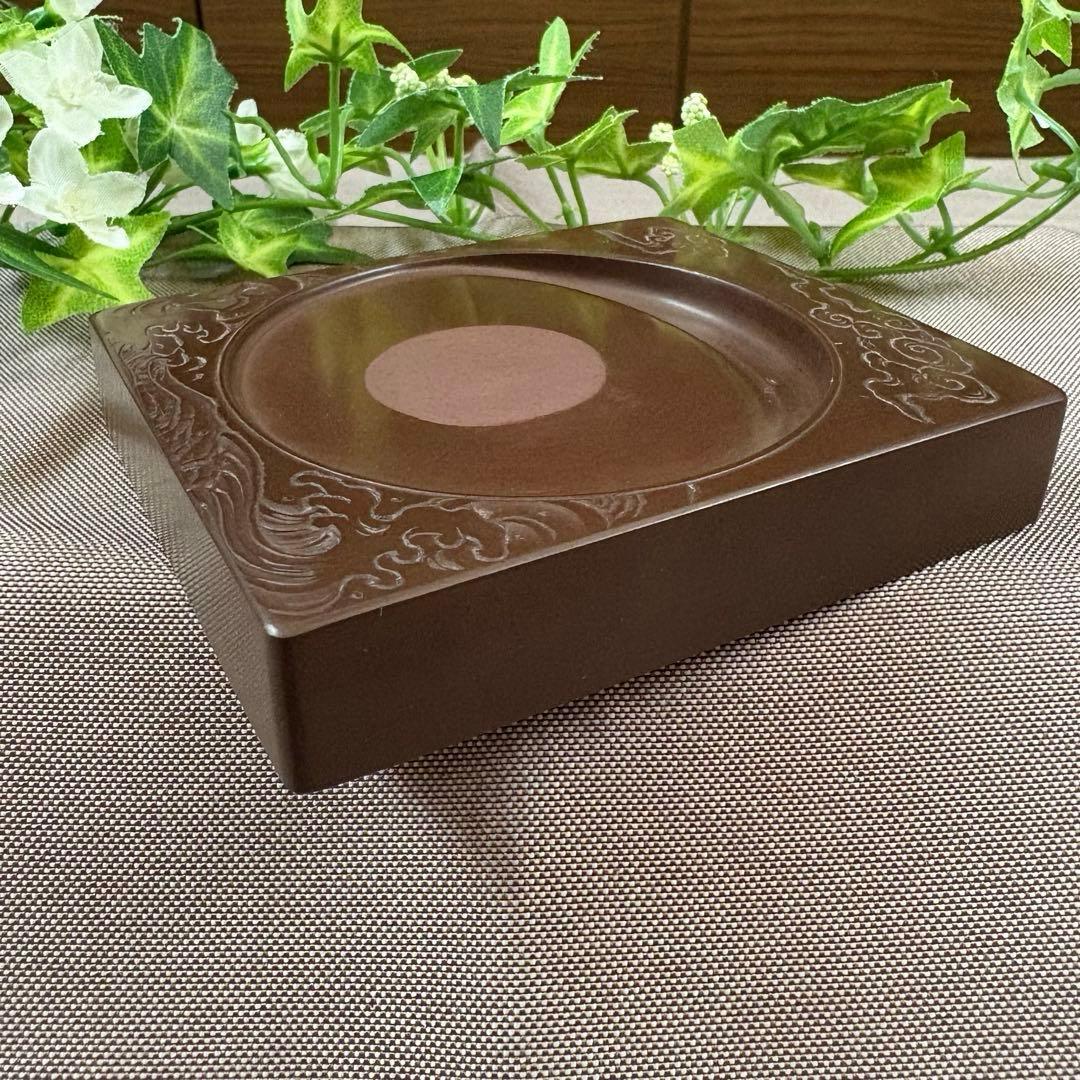 紅溪石硯 原口梅羊（梅羊刀）　書道具　宮崎県伝統工芸品　未使用品　骨董品