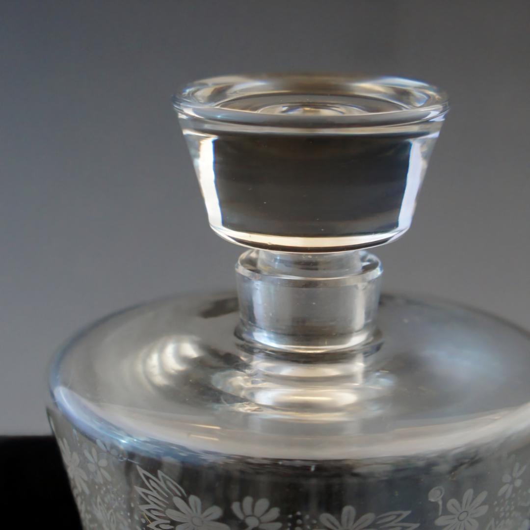 希少!オールドバカラエリザベート花柄エッチングガラス容器 蓋付き