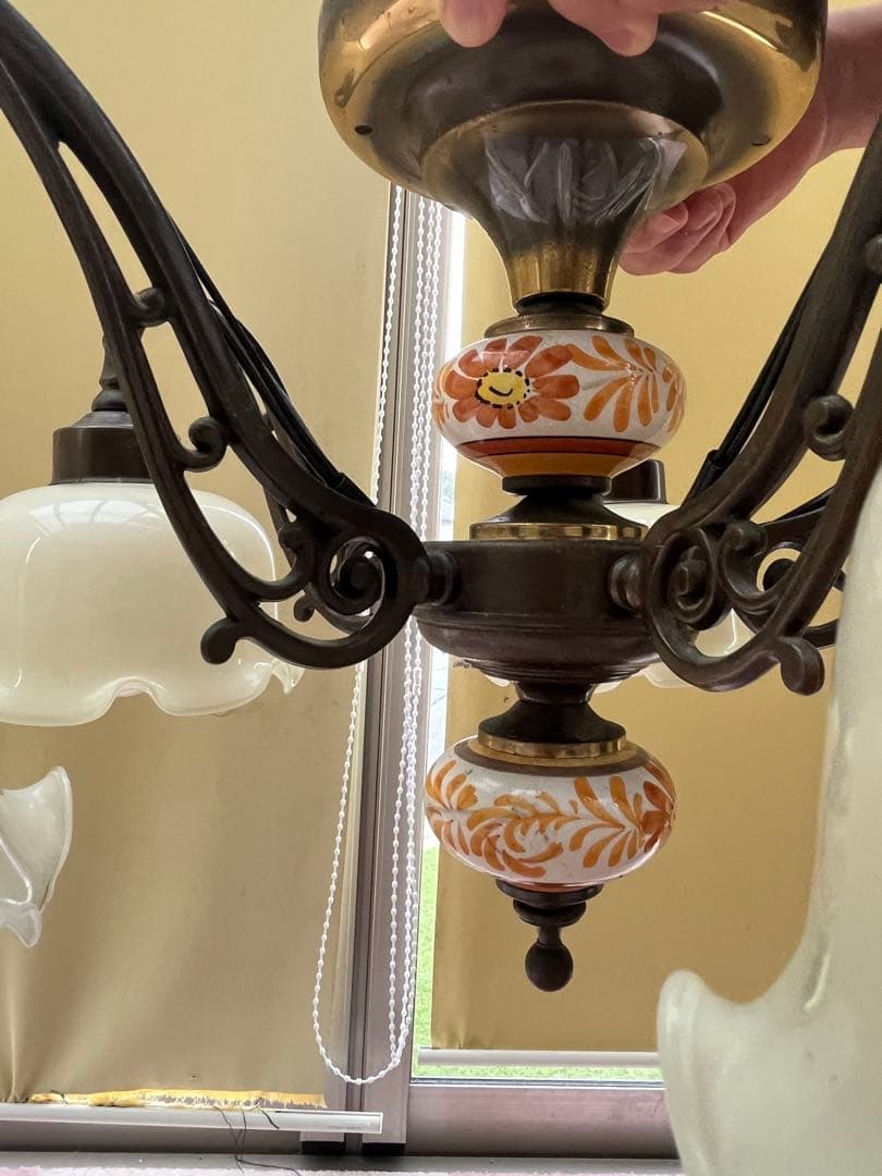 値下げ！アンティーク　ガラスシャンデリア 5灯