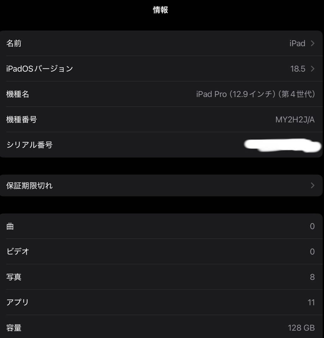 iPad Pro 12.9 第4世代 128Gb