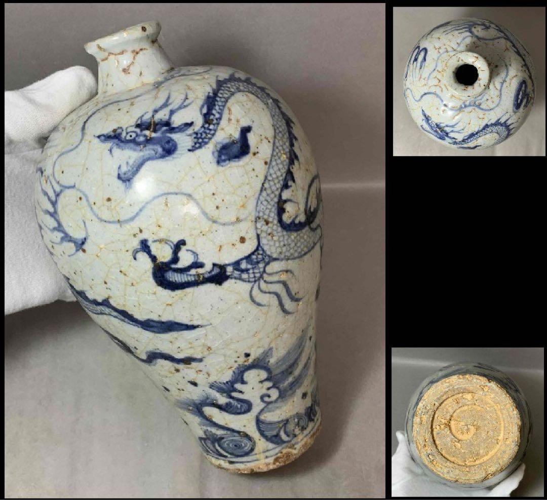 中国 染付龍絵梅瓶　f2250917