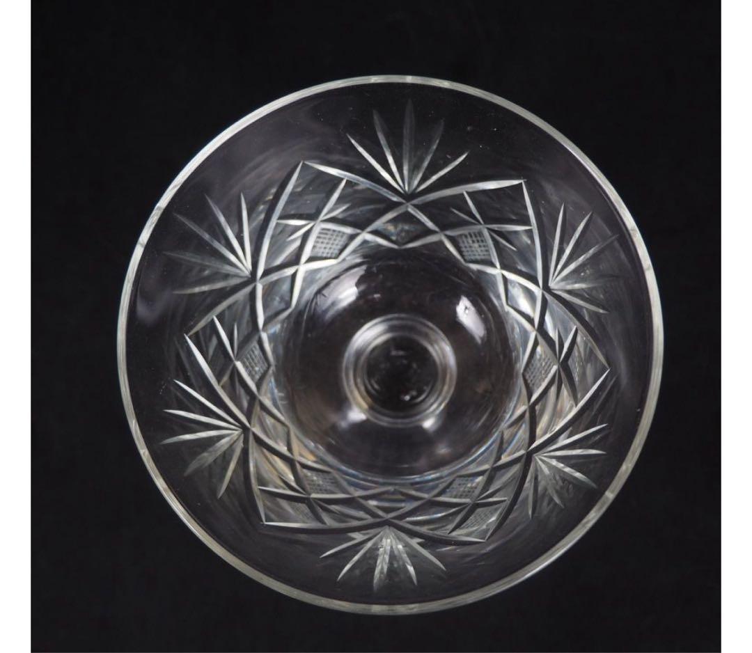 送料無料　ビンテージ　カットガラスサンデーカップ5客　気泡有