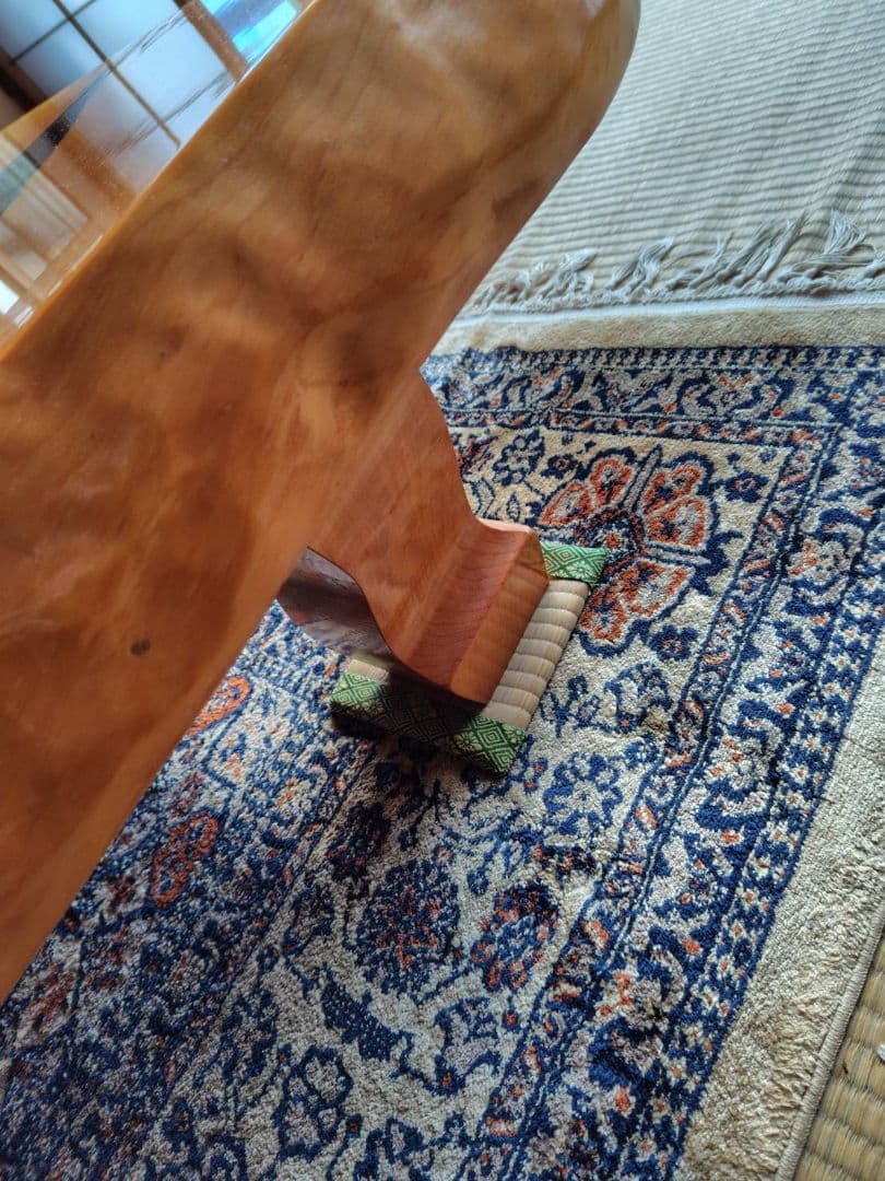 一枚板テーブル 花模様インレイ　値段相談可