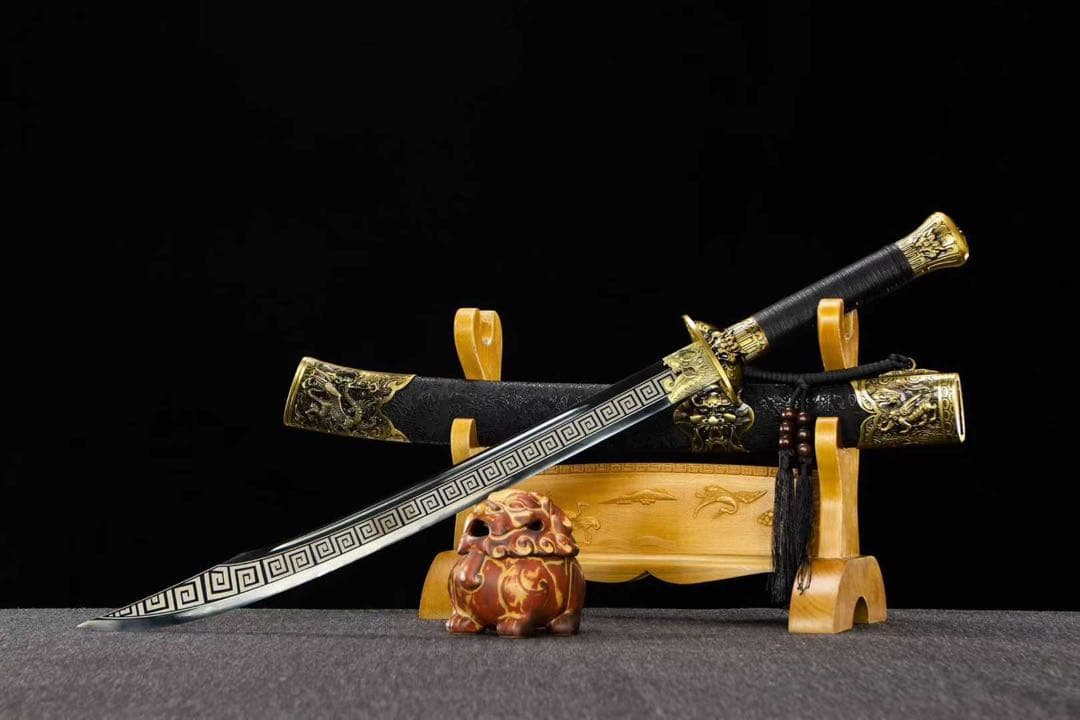 黒竜紋龍虎 美術刀 刀装具 模擬刀 日本刀 模造刀 武具 舞踊刀