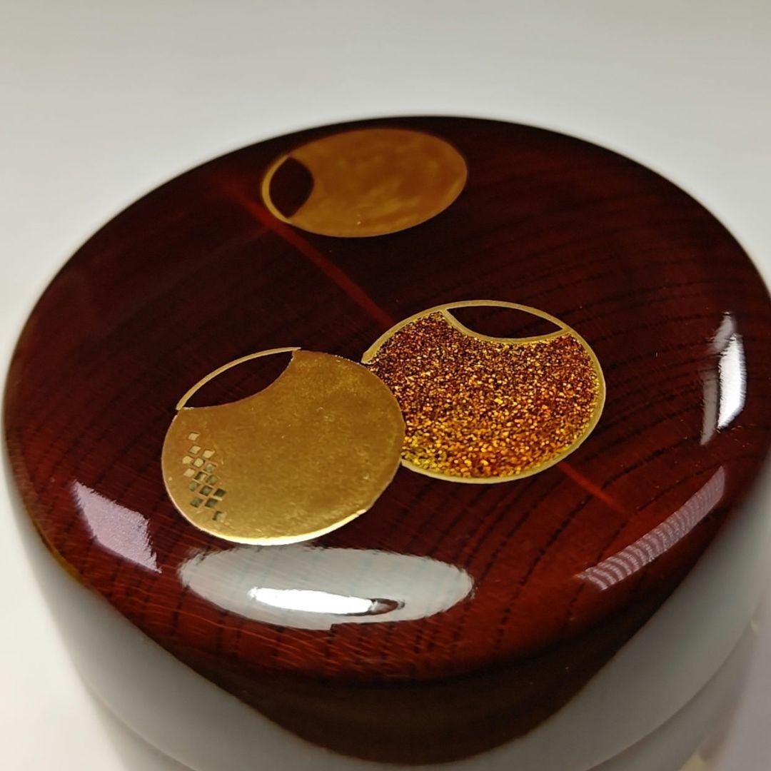 イ672 棗『中村宗悦』『欅目スリ　溜塗　壺々蒔絵　棗　共箱』茶道具