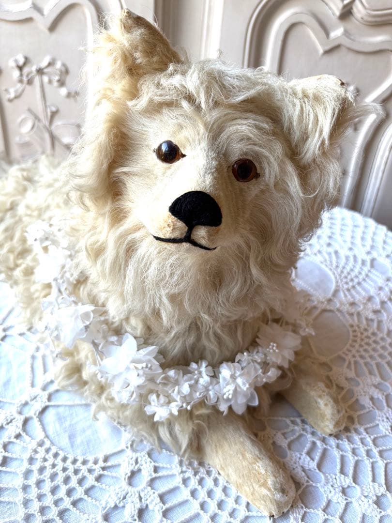 ♡パジャマドッグ　LOULOU フランスアンティーク　コンパニオンドッグ　布花付