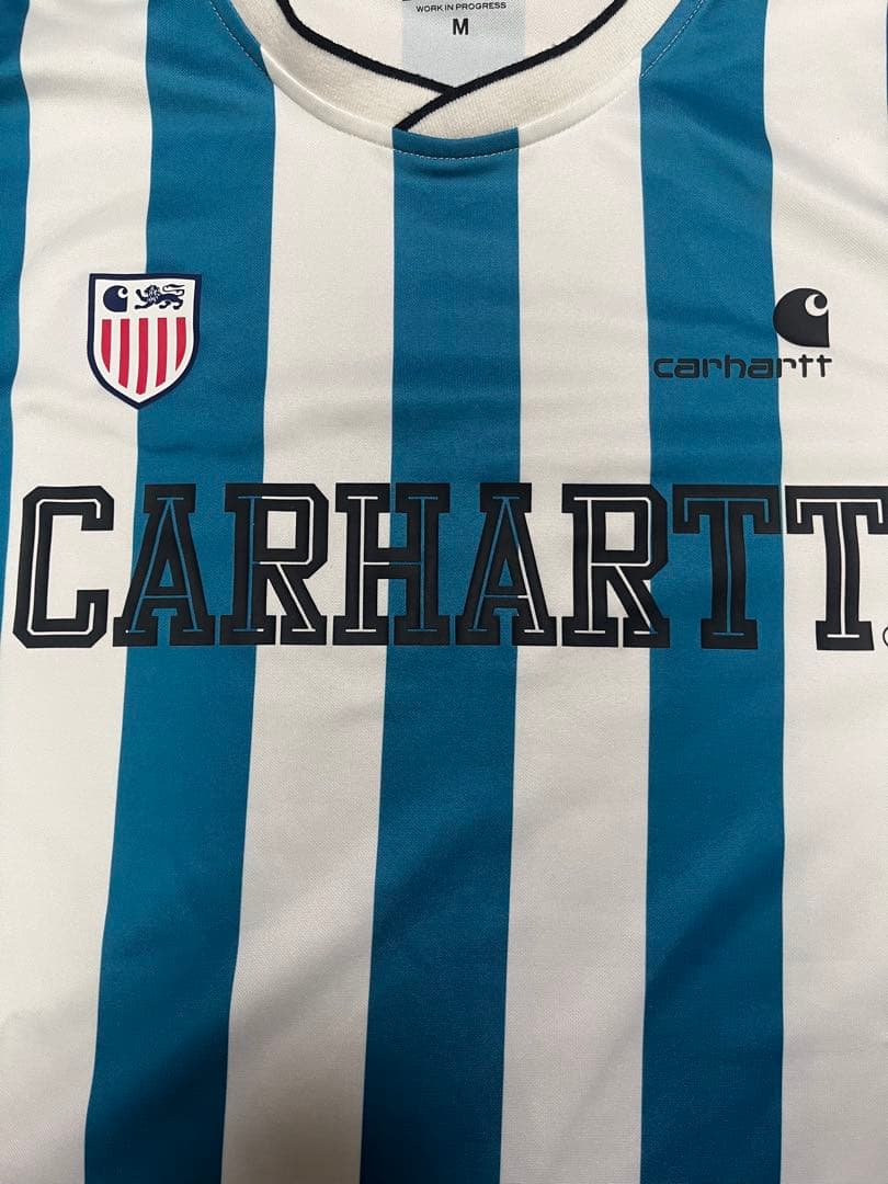 CARHARTT 青白ストライプ Tシャツ M