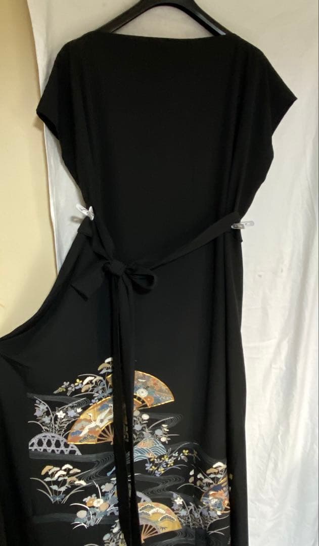 黒留袖リメイク　ボレロ付きロングドレス　大きいサイズ