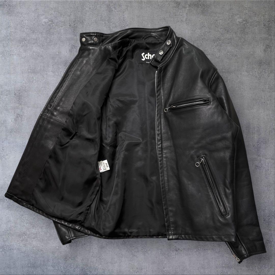 ショット シングル ライダースジャケット 38 レザー ブラック AT641P