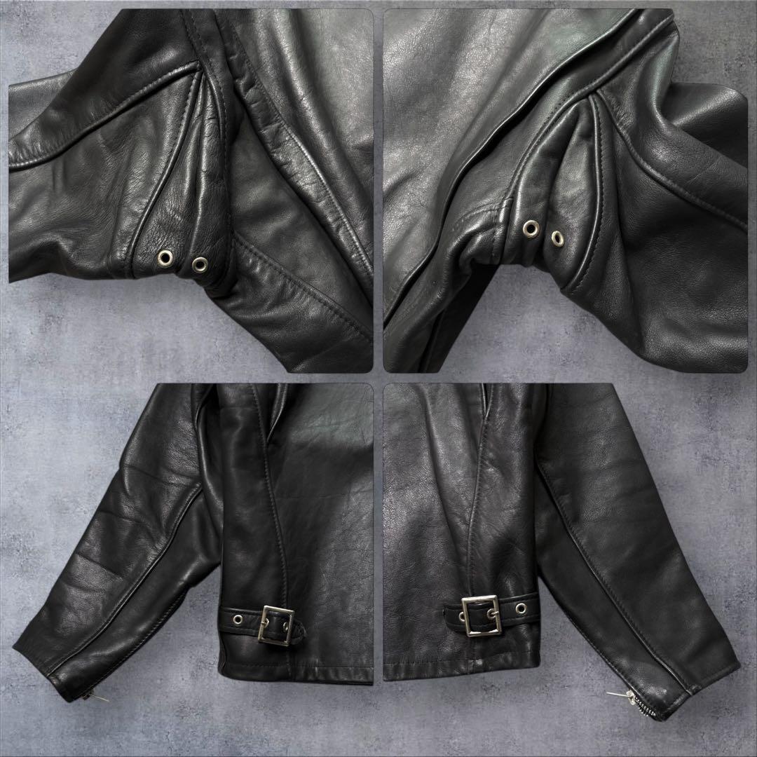 ショット シングル ライダースジャケット 38 レザー ブラック AT641P