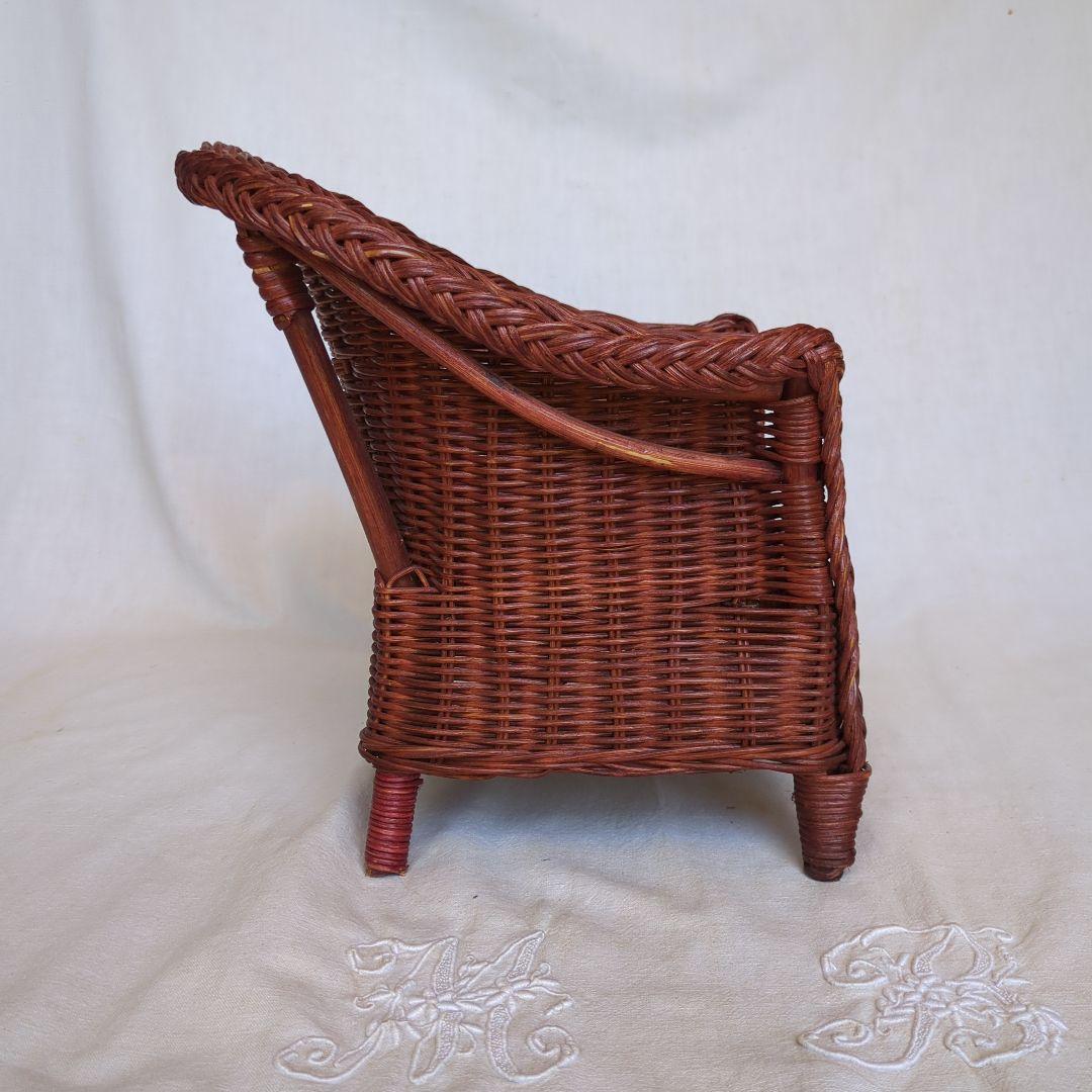 フランスアンティーク ドールチェア ① ローズマダー ラタン