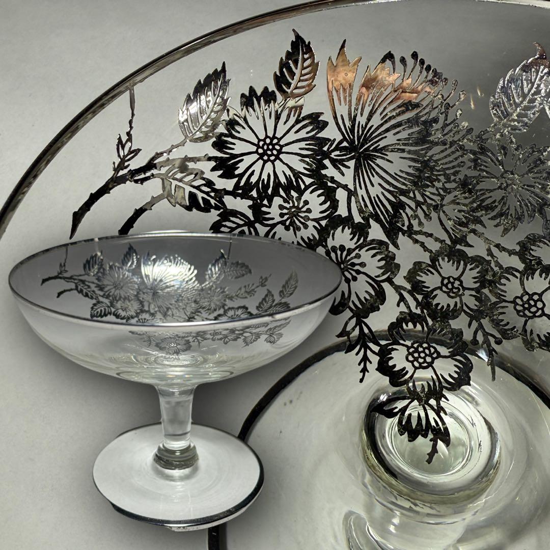 ◆シルバーオーバーレイ シャンパングラス 径14cm 1930〜1940年代◆