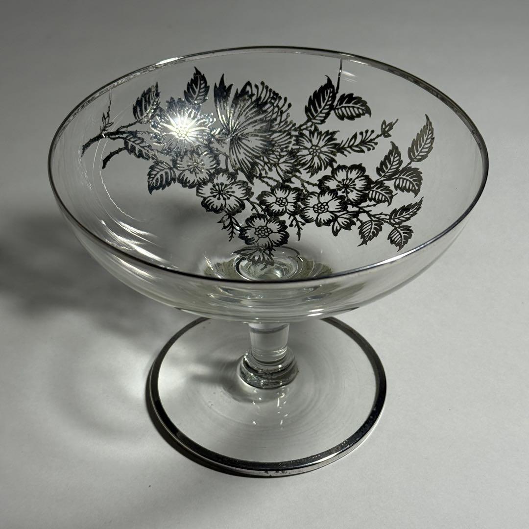 ◆シルバーオーバーレイ シャンパングラス 径14cm 1930〜1940年代◆