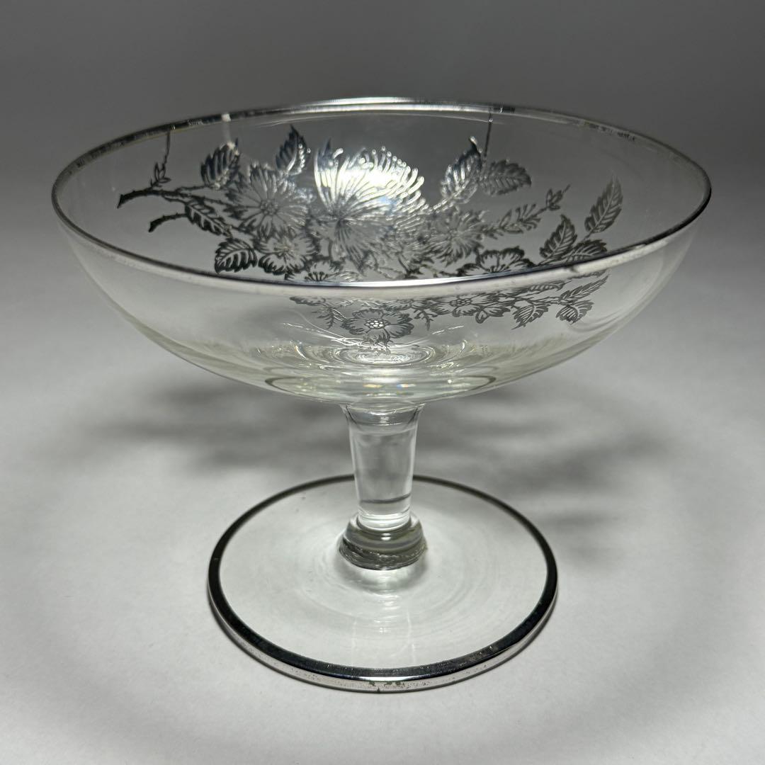◆シルバーオーバーレイ シャンパングラス 径14cm 1930〜1940年代◆