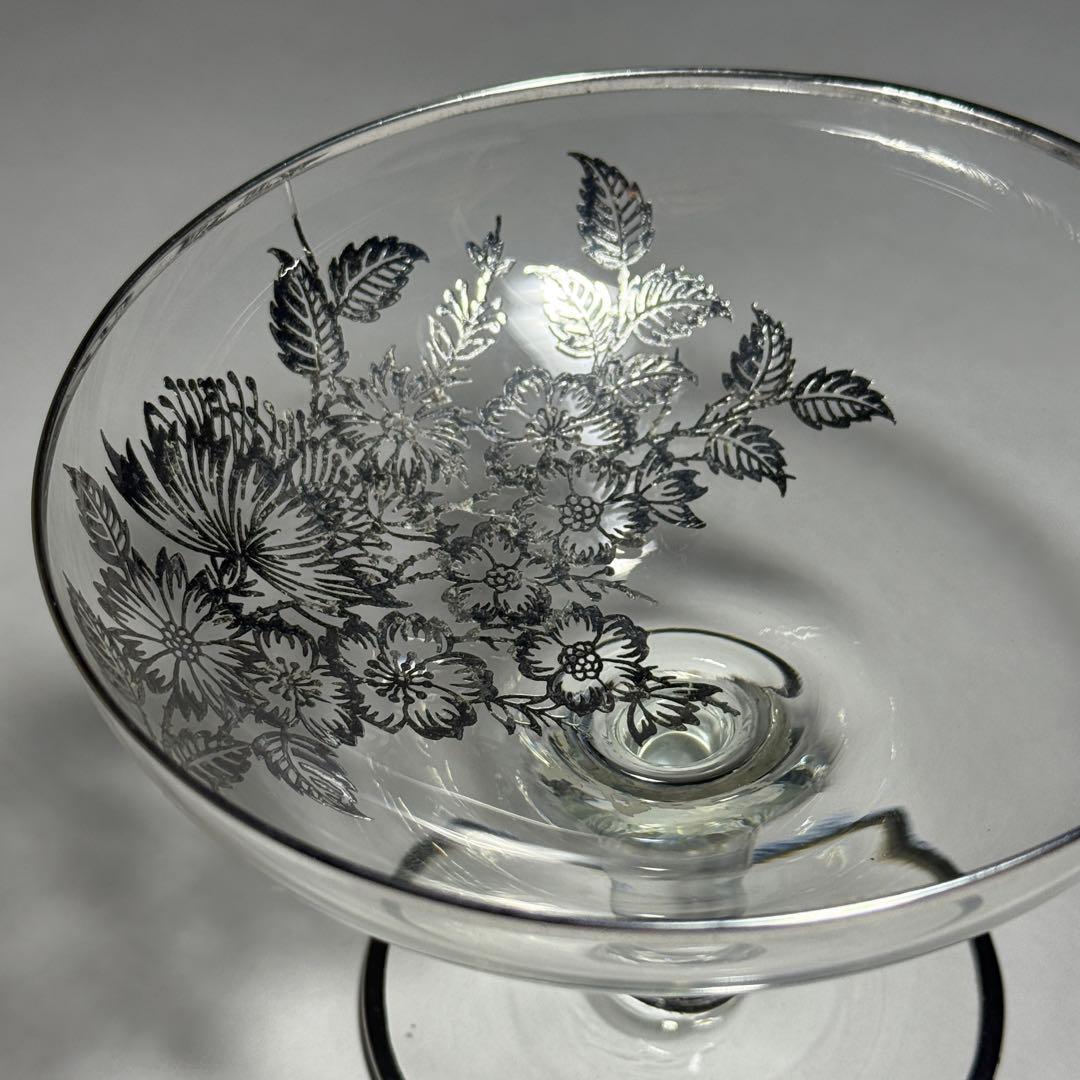 ◆シルバーオーバーレイ シャンパングラス 径14cm 1930〜1940年代◆