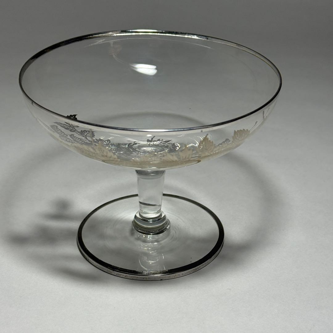 ◆シルバーオーバーレイ シャンパングラス 径14cm 1930〜1940年代◆