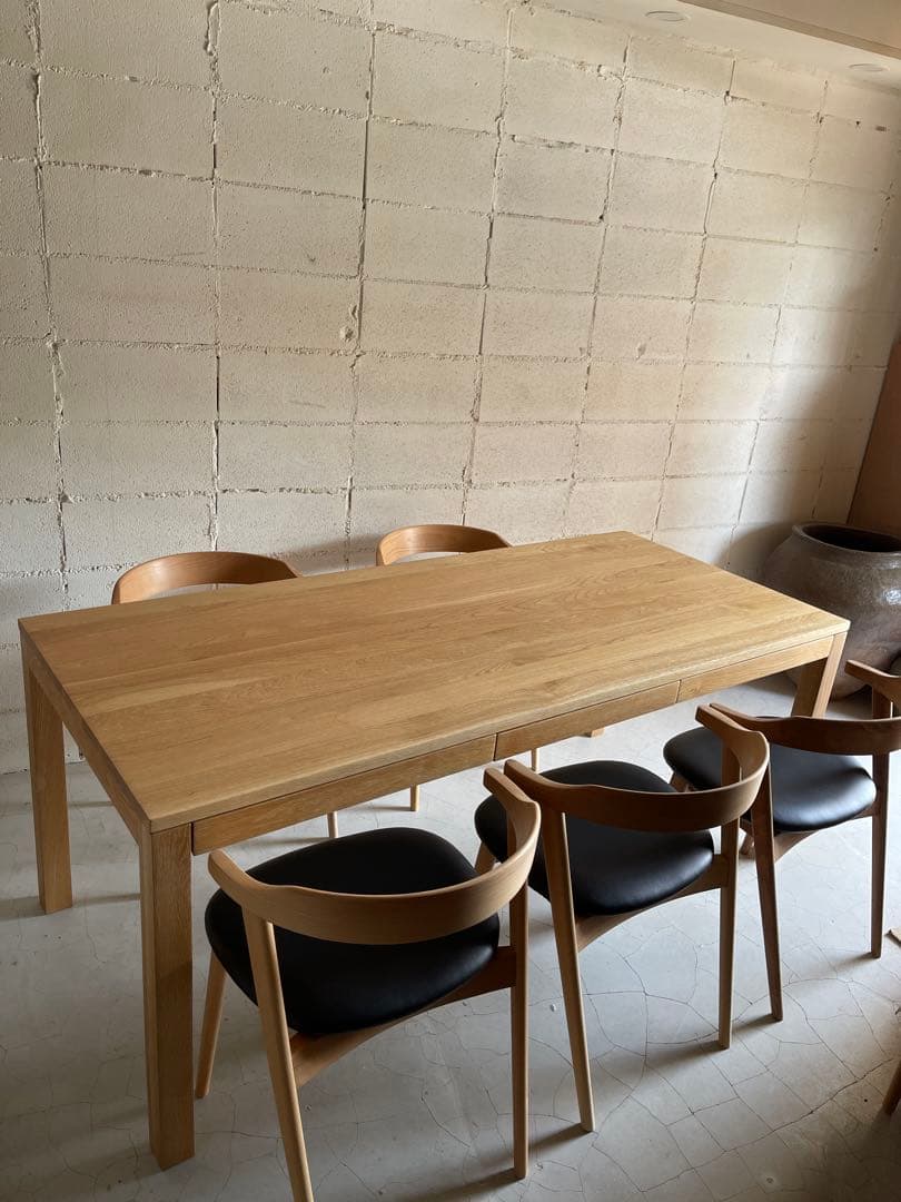 美品　無印良品　MUJI ダイニングテーブル　180 オーク無垢材　引出し付