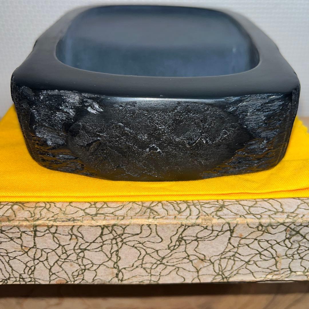 ⭕️雨端硯　文明堂製　鰍沢　甲州銘石　自然硯　1.8Kg 超　四六寸大　石紋綺麗