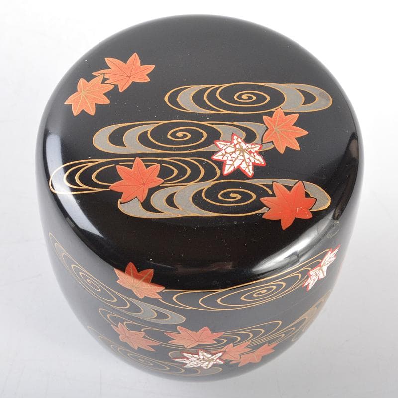 茶道具　輪島塗　米本匠伯作　竜田川蒔絵　中棗　共箱　V　R5283