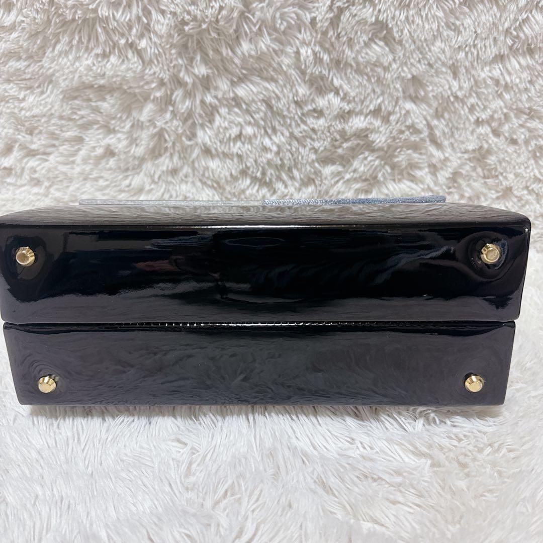 ✨美品✨利休バッグ 和装用バッグ グレーと黒エナメルのコンビ